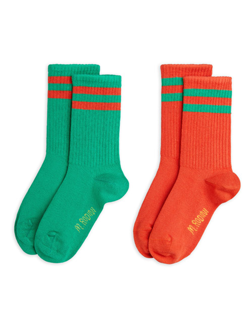 [MINI RODINI]Stripe socks 2-pack _ Green[20/23, 24/27, 32/35 ]