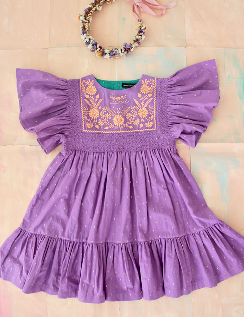 [BONJOUR DIARY] New Rosalie dress with new sleeves _ Purple Gold dot Color[2-3Y, 4Y]
