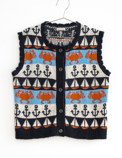 [FISH &amp; KIDS] SAILOR KNITTED GILET _ NAVY [6-7Y]