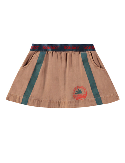[BONMOT] Mini skirt side stripe _ Rust [4-5Y, 6-7Y]