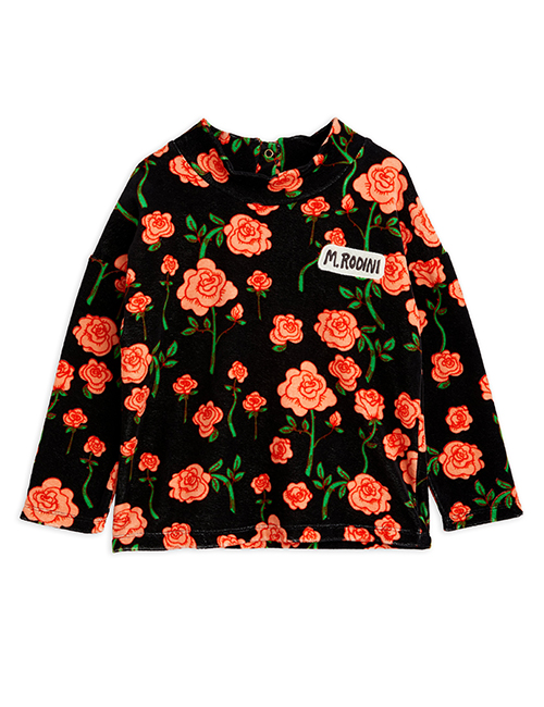 [MINI RODINI] Roses velour sweater _ Black [116/122, 128/134]