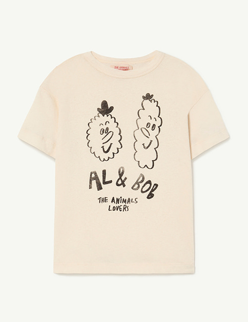 [The Animals Observatory] Recycled Raw White Rooster Friends T-Shirt