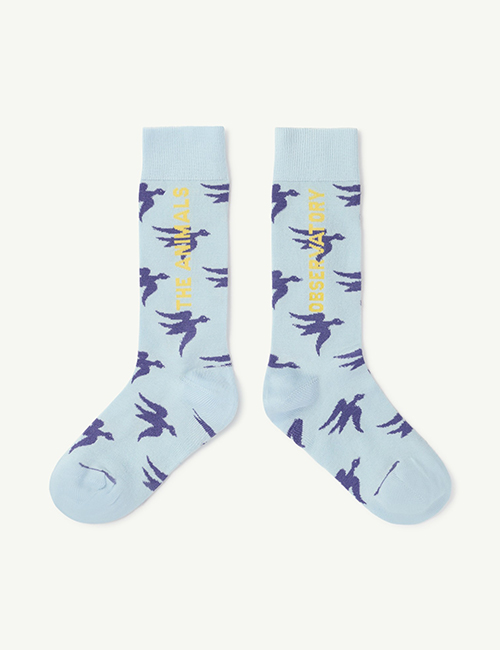 [The Animals Observatory]  Birds Soft Blue Worm Socks