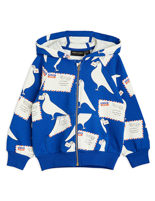[MINI RODINI]  Pigeons aop zip hoodie _ Blue [104/110]