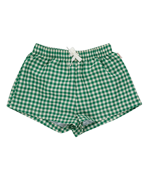 [TINY COTTONS]  CHECK TRUNKS _ light cream/pine green [ 3Y, 6Y, 8Y, 12Y]