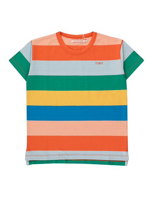 [TINY COTTONS]  STRIPES TEE _ papaya/washed blue/yellow [6Y, 8Y, 10Y]