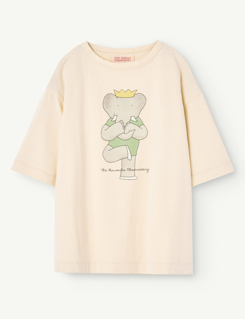 [The Animals Observatory]   ROOSTER OVERSIZE KIDS T-SHIRT Ecru_Elephant Yoga Crown