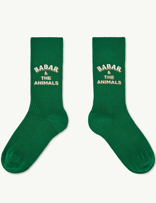 [The Animals Observatory]   WORM KIDS SOCKS Green_Babar &amp; The Animals [23-26, 35-38]
